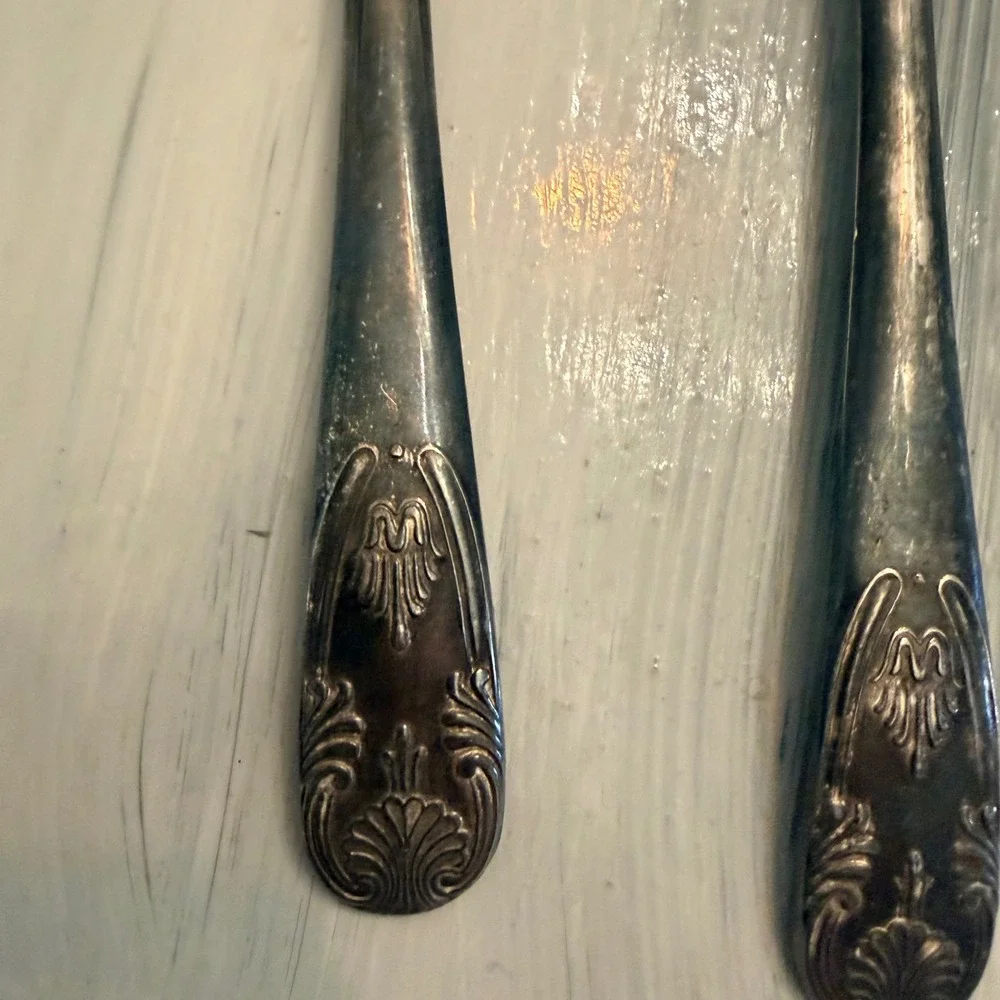 Vintage Silver Plated Serving Set Spoon Fork Pierced Cake Server 3 Piece Patina